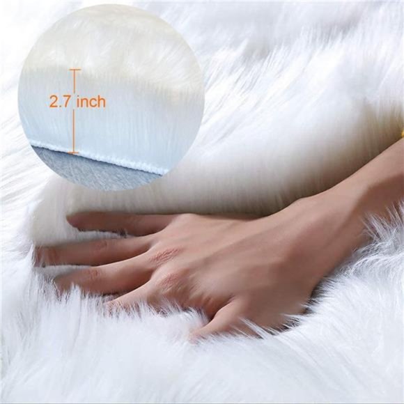 Ultra Soft Faux Sheepskin Fur Rug White Fluffy Area Rugs Chair Couch Cover Fuzzy - Picture 2 of 6